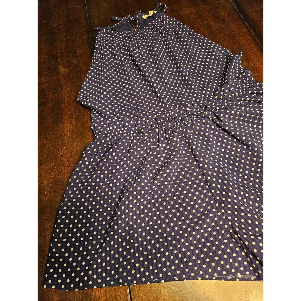 Sugar + L!PS XS Blue and White Poka dot Romper Halter Neck